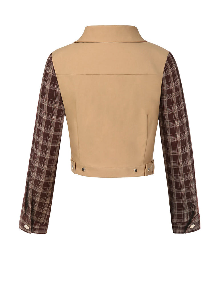 [Prevendita] Giacca con cerniera a quadri con revers cachi anni '60