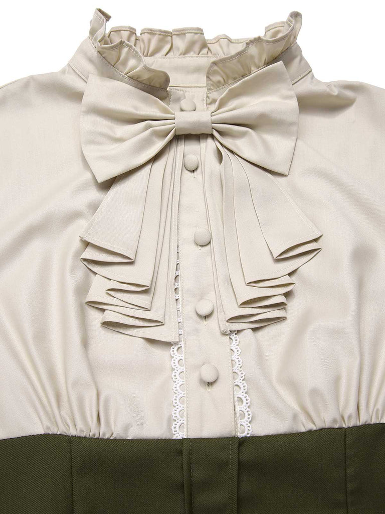 [Prevendita] 2PCS Abito vittoriano con fiocco e mantello verde anni '50