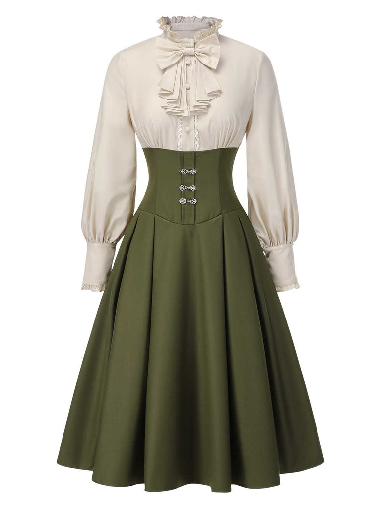 [Prevendita] 2PCS Abito vittoriano con fiocco e mantello verde anni '50