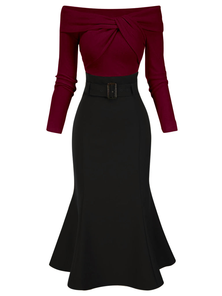 [Prevendita] Abito da sirena in maglia con spalle scoperte nero anni '30