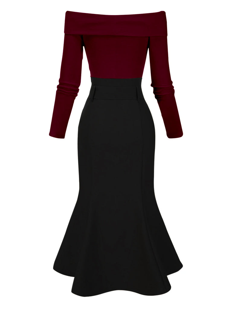 [Prevendita] Abito da sirena in maglia con spalle scoperte nero anni '30