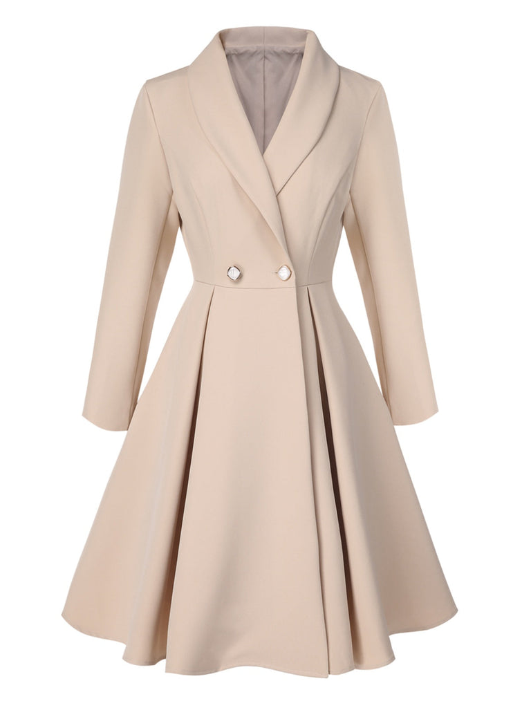 [Prevendita] Cappotto a ruota con collo a scialle colore crema anni '50