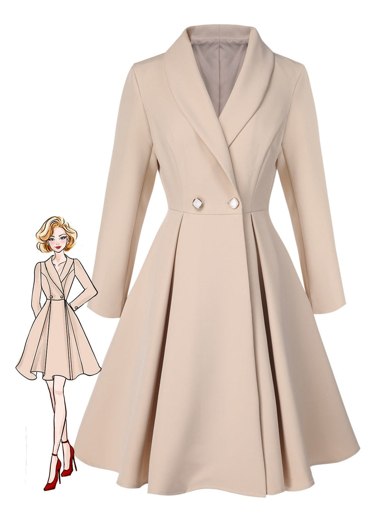 [Prevendita] Cappotto a ruota con collo a scialle colore crema anni '50