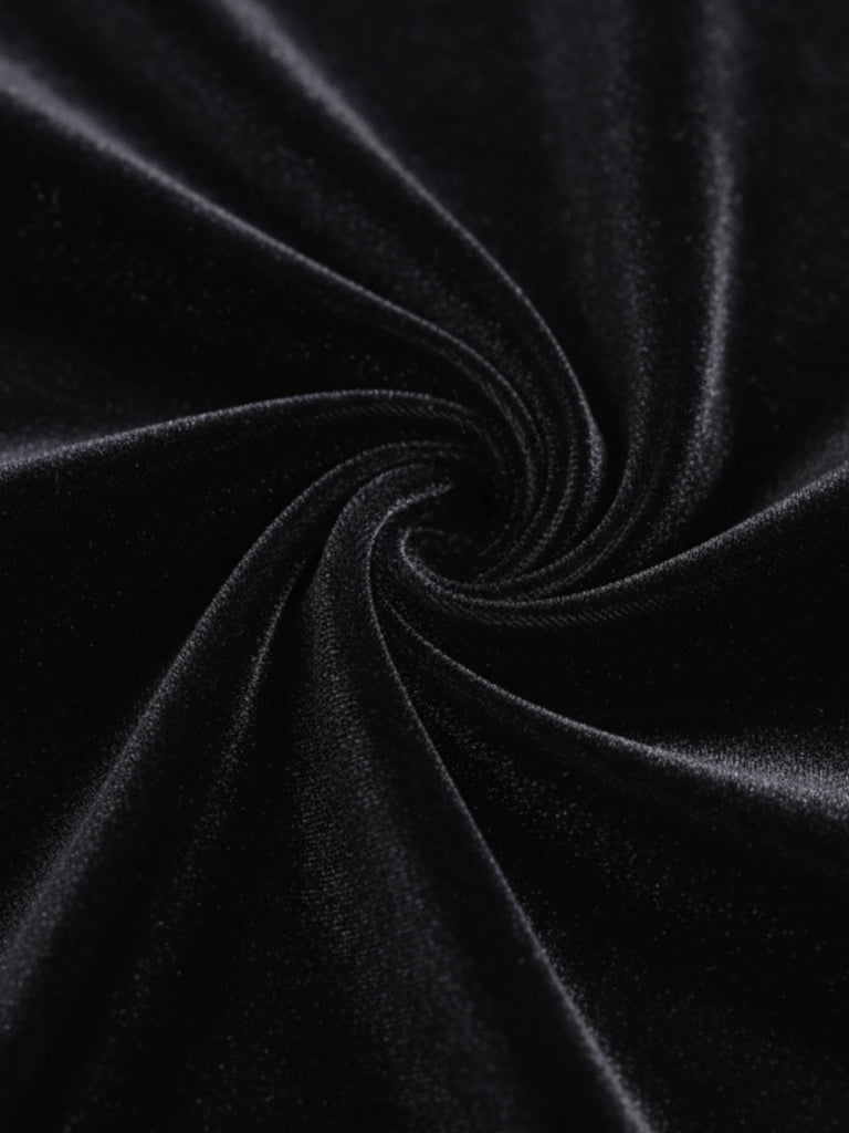 [Prevendita] Abito nero in velluto con spilla di piume anni '30