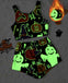 Pigiama in flanella con fantasma luminoso Halloween nero anni '70