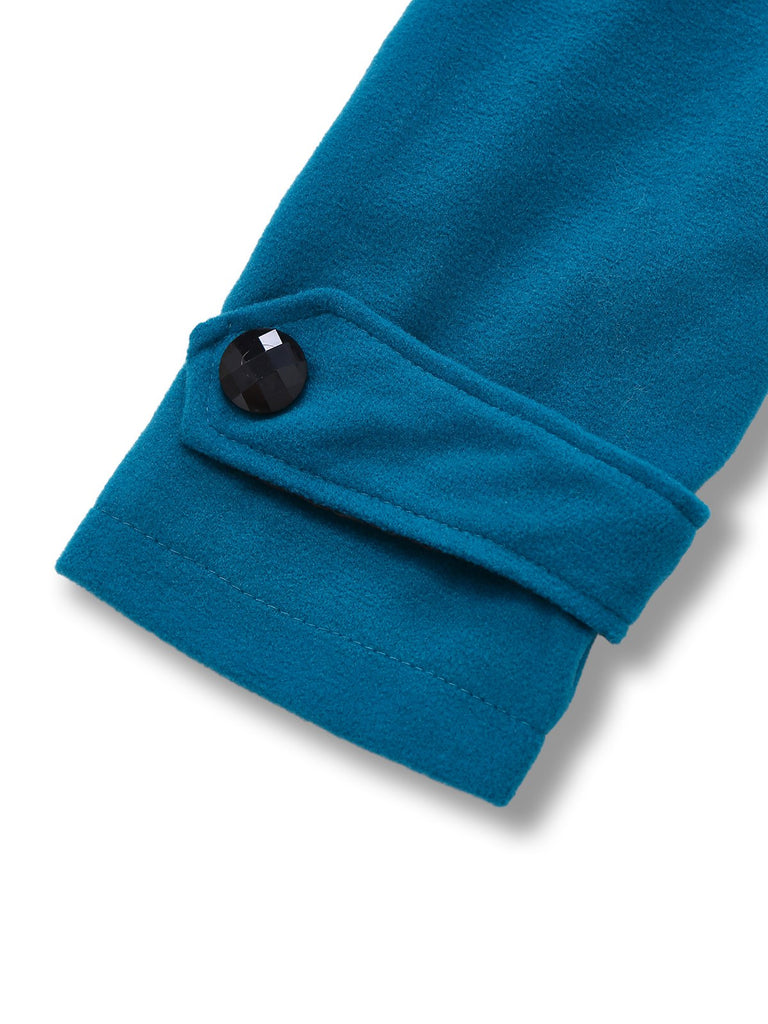 Cappotto con cappuccio in finta lana blu anni '30