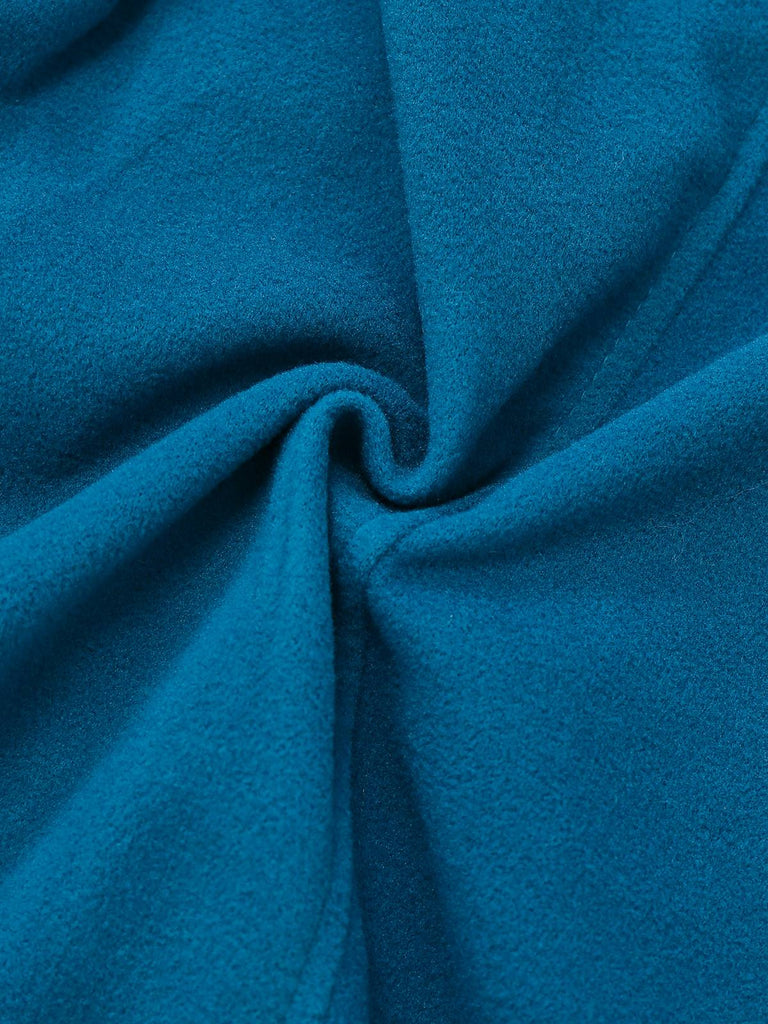Cappotto con cappuccio in finta lana blu anni '30
