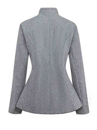 Giacca con bottoni in finta lana collo alto grigia anni '40