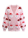 Cardigan jacquard con Babbo Natale rosa anni '40