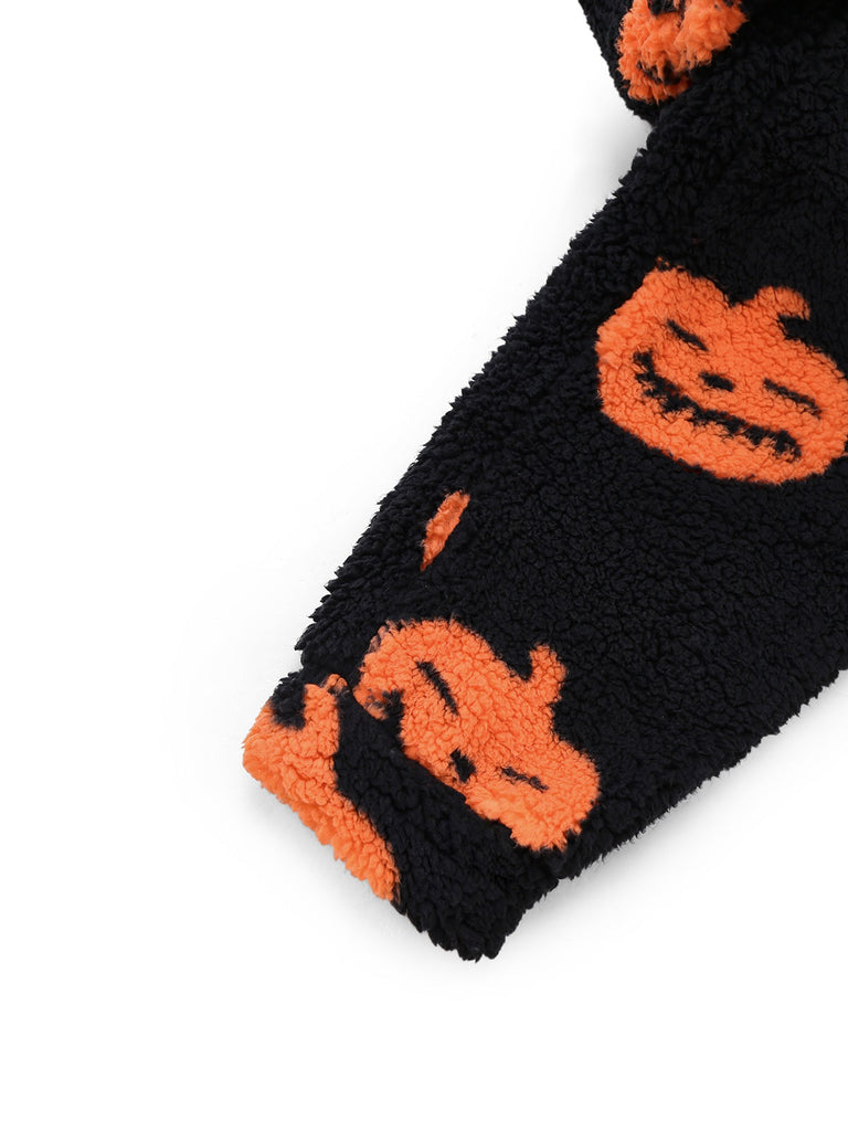 Tuta lunga con cappuccio e zucca Halloween arancione anni '30