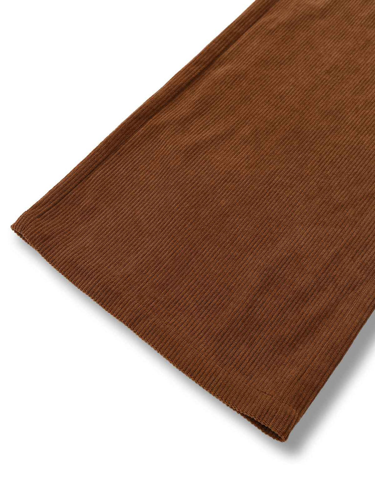 Tuta lunga in velluto a coste e margherite arancione  anni '70