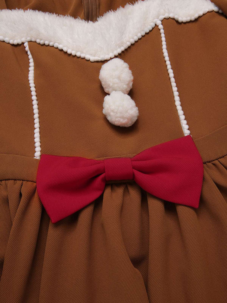 [Prevendita] Abito in peluche con omino di pan di zenzero curcuma anni '50