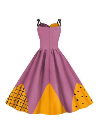Abito Sally colorblock Nightmare Before Christmas multicolore anni '50