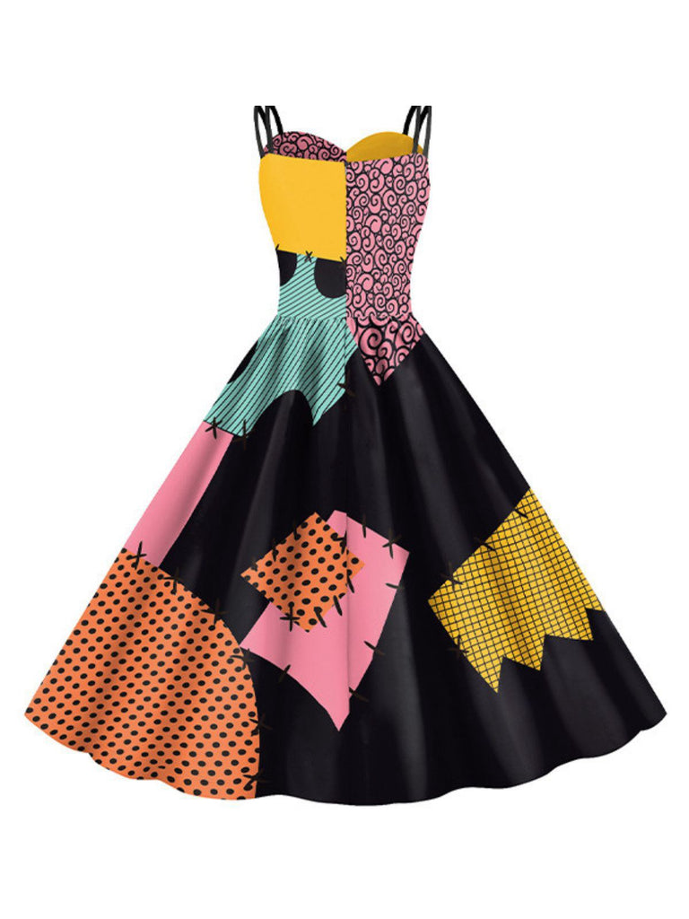 Abito Sally colorblock Nightmare Before Christmas multicolore anni '50