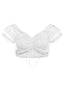 Top corto in pizzo con balze e balze anni '50