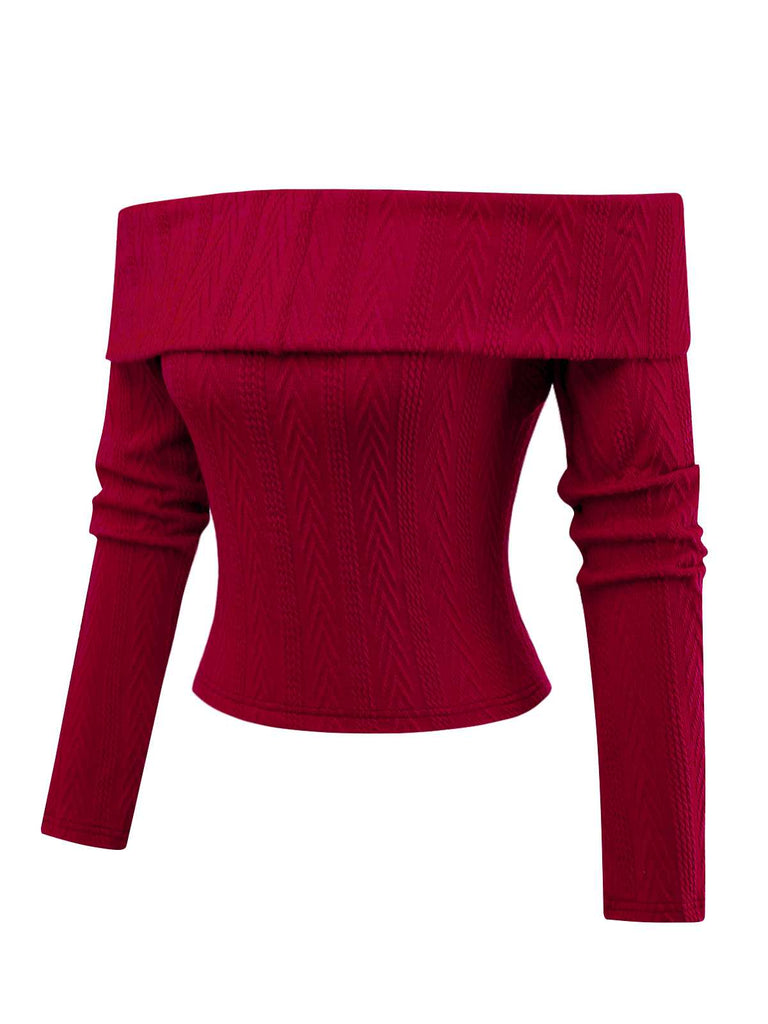 [Prevendita] Maglione a maglia con spalle scoperte rosso anni '50