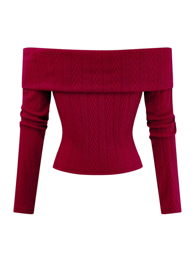 [Prevendita] Maglione a maglia con spalle scoperte rosso anni '50
