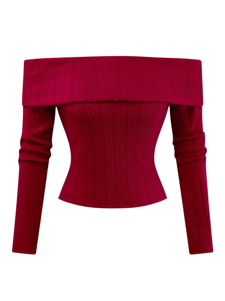 [Prevendita] Maglione a maglia con spalle scoperte rosso anni '50