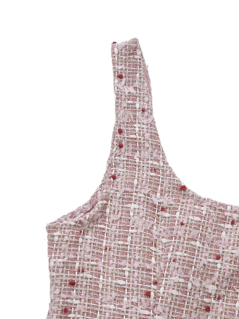 [Prevendita] Mini abito scamiciato in tweed quadri rosa anni '60