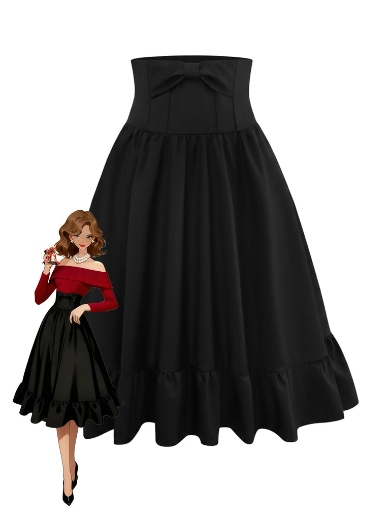 [Prevendita] Gonna plissettata nero con fiocco anni '50
