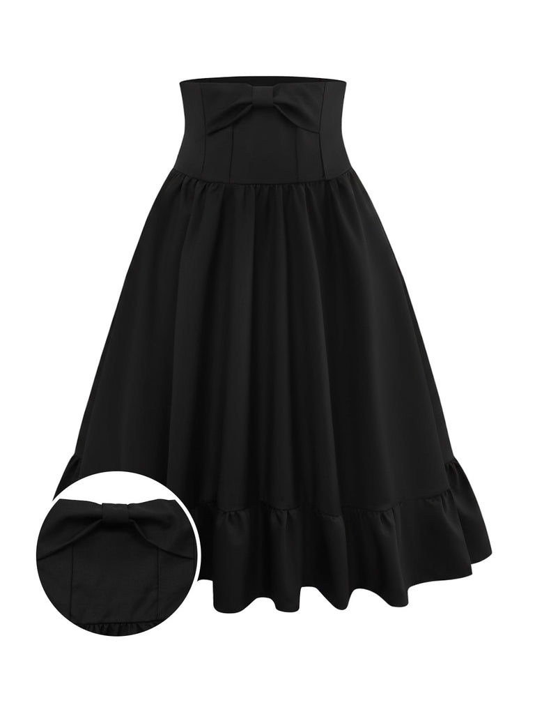 [Prevendita] Gonna plissettata nero con fiocco anni '50