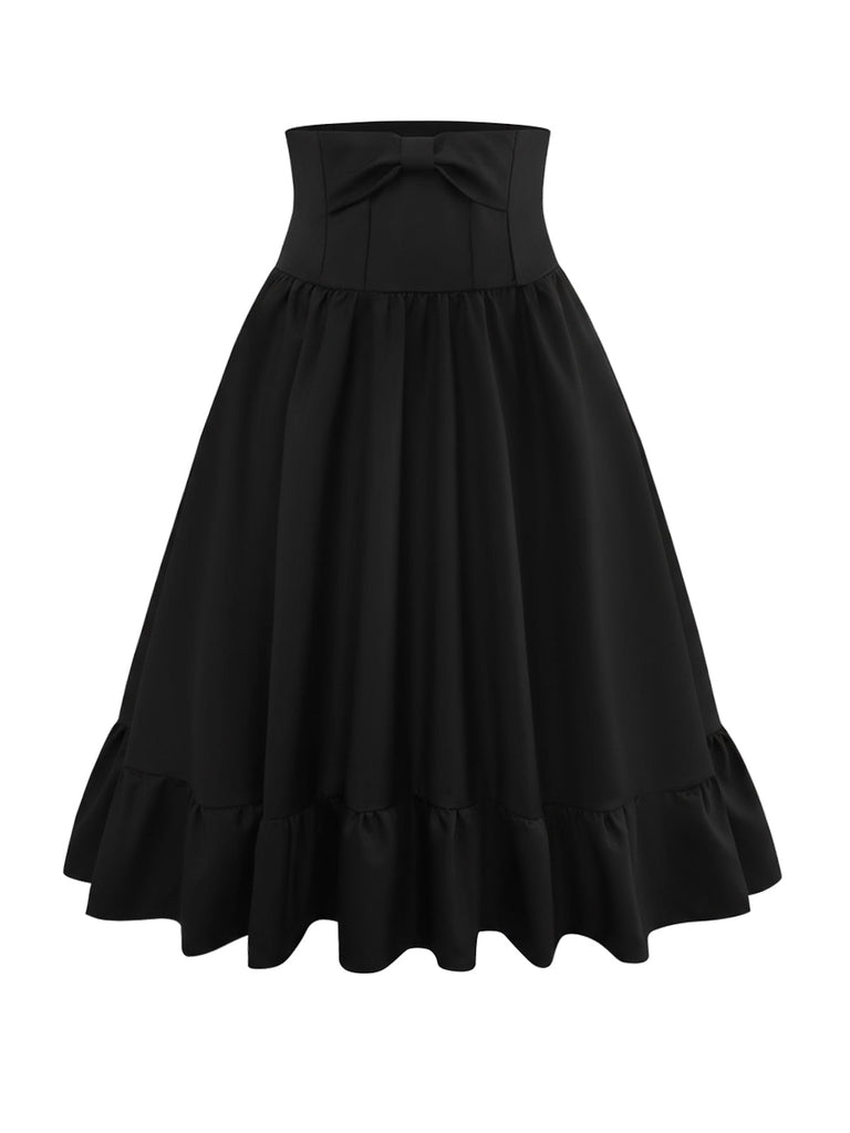 [Prevendita] Gonna plissettata nero con fiocco anni '50