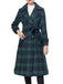Cappotto lungo a quadri con colletto a dente verde anni '40