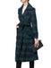 Cappotto lungo a quadri con colletto a dente verde anni '40