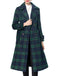 Cappotto lungo a quadri con colletto a dente verde anni '40