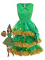 Completo abito a balze con albero di Natale verde anni '50