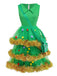 Completo abito a balze con albero di Natale verde anni '50