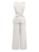 2PCS Top con scollo a cappuccio e pantaloni beige anni '50