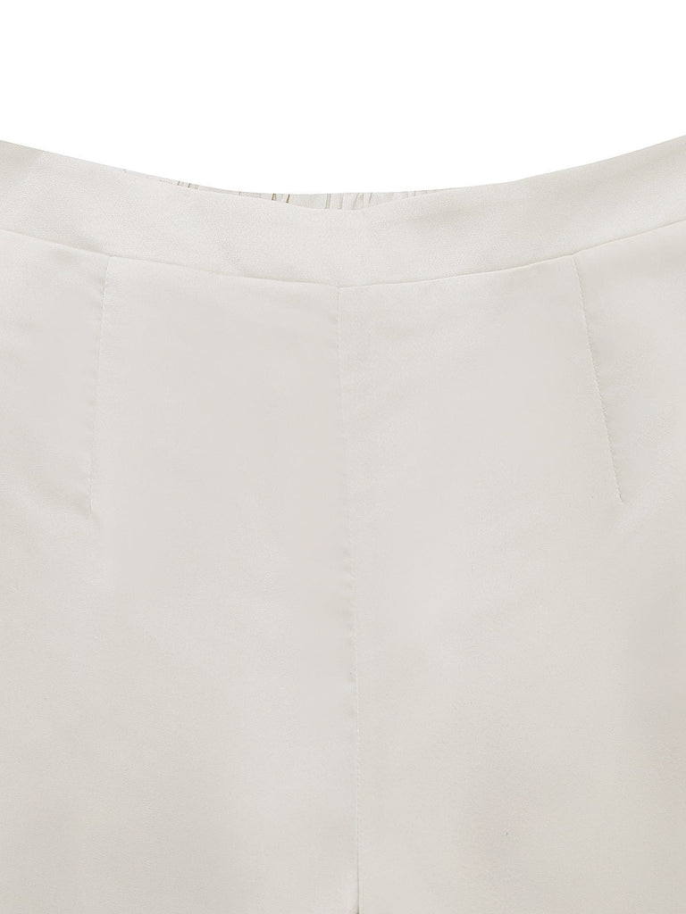 2PCS Top con scollo a cappuccio e pantaloni beige anni '50