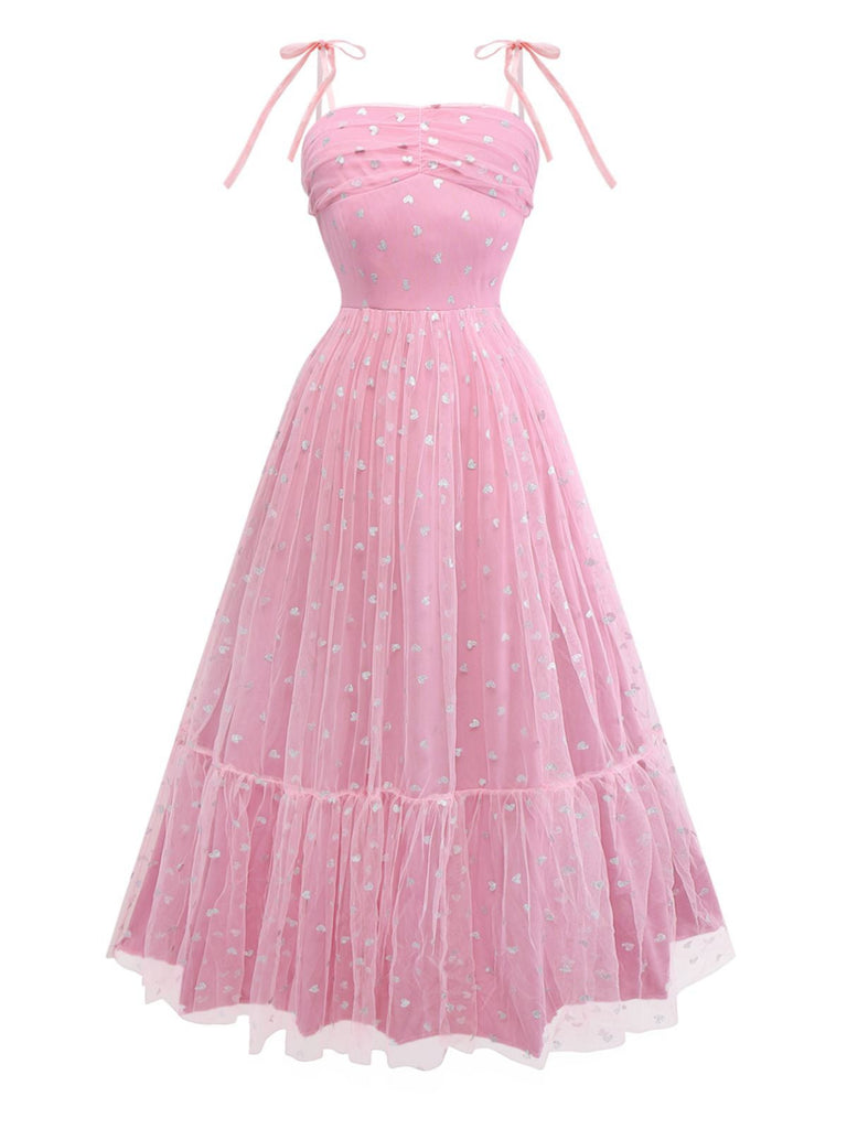 Abito da ballo con spalline sottili in tulle argentato a cuore anni '30