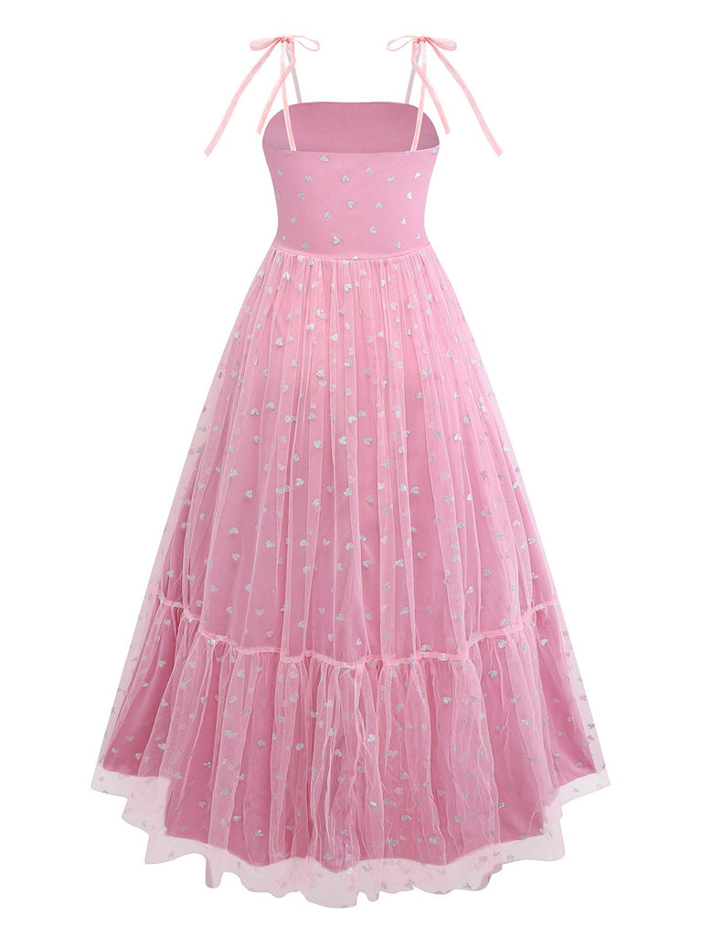 Abito da ballo con spalline sottili in tulle argentato a cuore anni '30