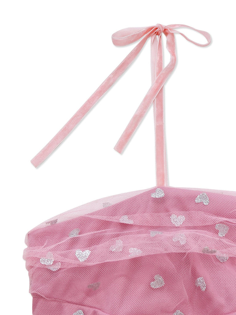 Abito da ballo con spalline sottili in tulle argentato a cuore anni '30