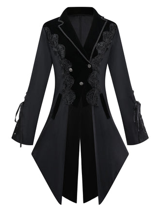 Giacca in stile vittoriano con ricami floreali nero anni '50