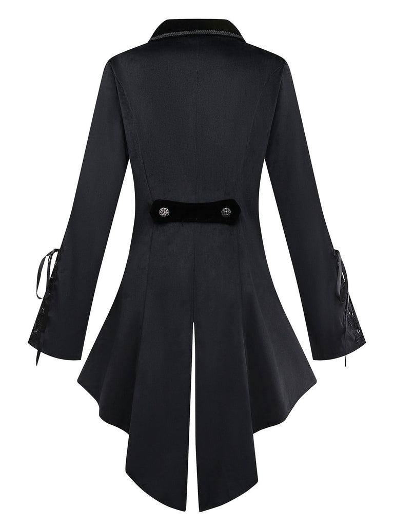 Giacca in stile vittoriano con ricami floreali nero anni '50