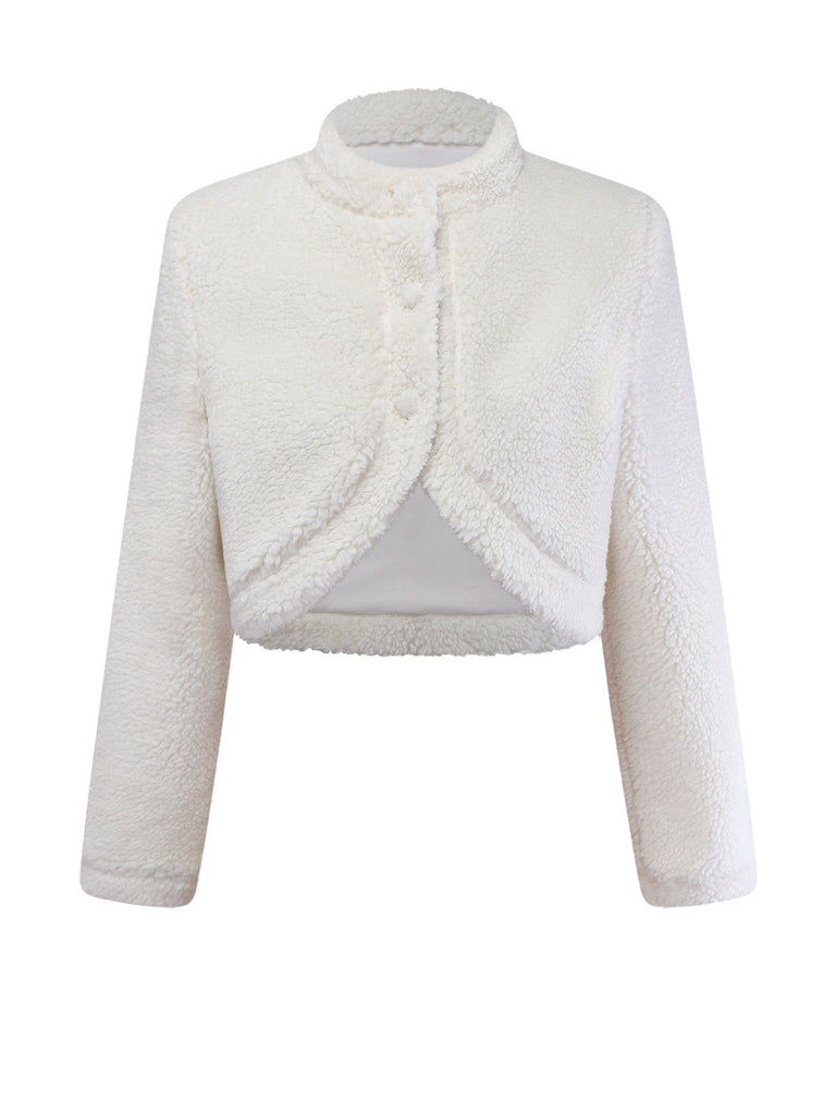 [Prevendita] Giacca in finta lana con collo alto  bianco anni '60