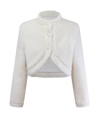 [Prevendita] Giacca in finta lana con collo alto  bianco anni '60