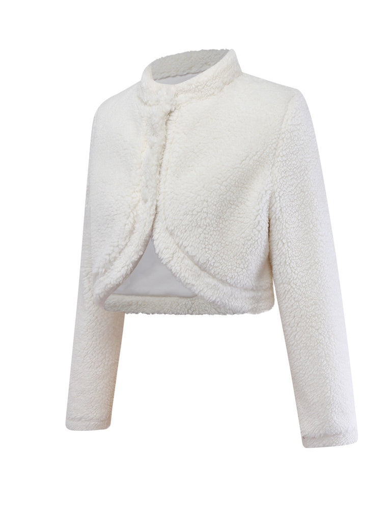 [Prevendita] Giacca in finta lana con collo alto  bianco anni '60