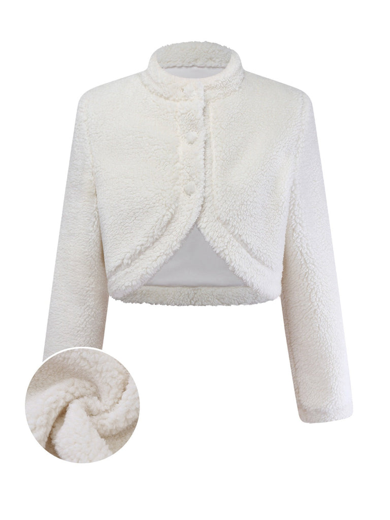 [Prevendita] Giacca in finta lana con collo alto  bianco anni '60