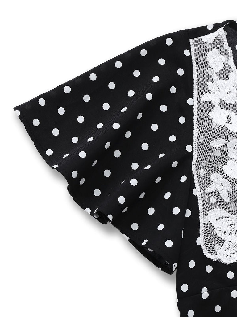 [Prevendita] Abito a pois con pizzo nero anni '30