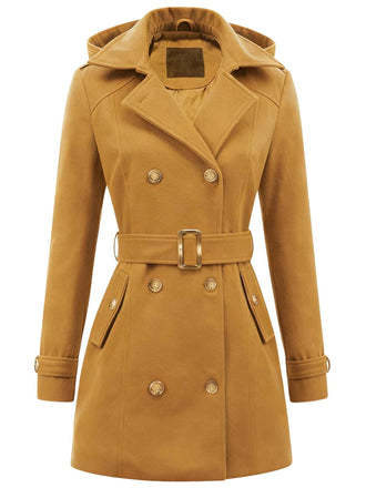 Cappotto doppiopetto con cappuccio in finta lana anni '70