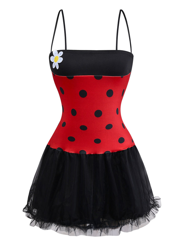 Set di costumi cosplay Miraculous Ladybug rosso anni '60