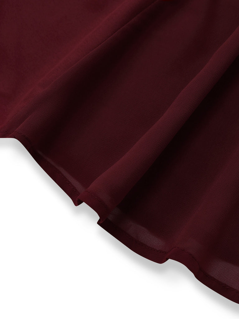 Abito convertibile senza spalline incrociato in chiffon tinta unita anni '30