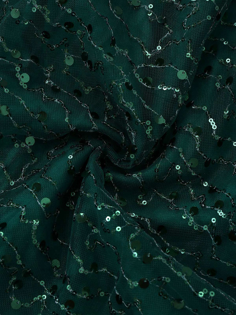Abito verde in rete di paillettes intrecciate anni '30
