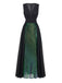 Abito paillettes con senza maniche in tulle con scollo a V verde anni '30
