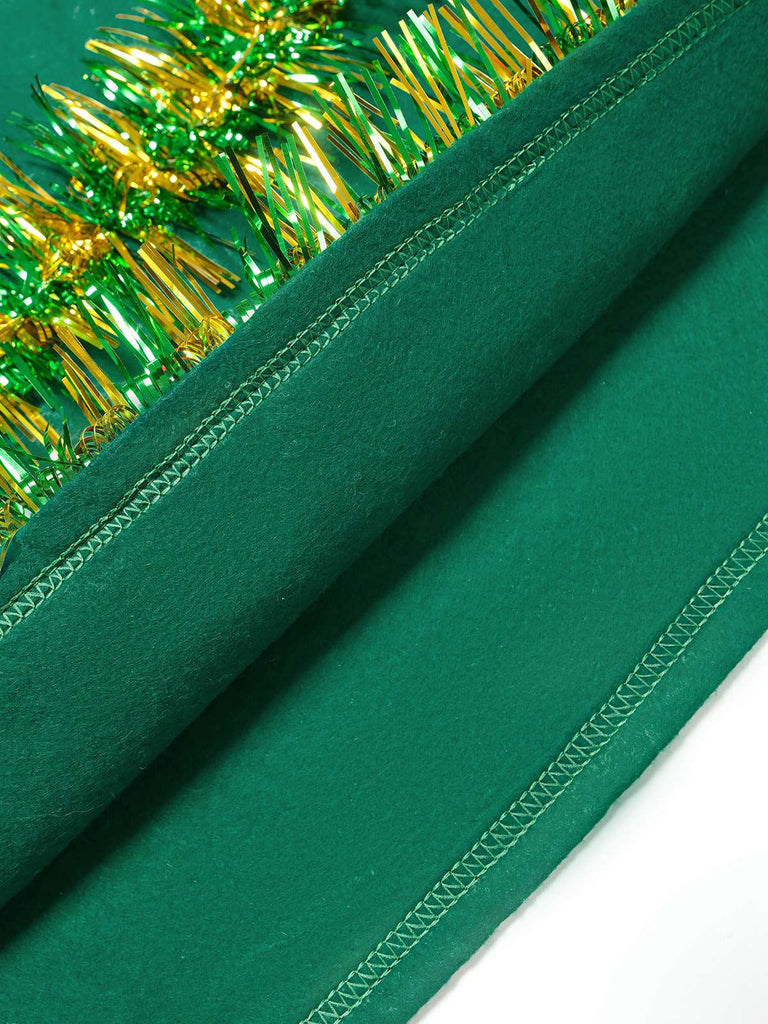 Mantello con cappuccio in 3D con albero di Natale verde anni '50