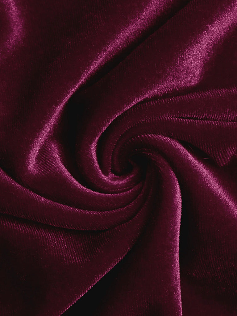 Abito aderente in velluto con cintura bordeaux anni '60